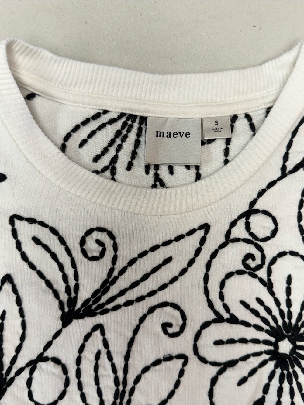 Maeve White Top with Black Floral Embroidery - Picture 7 of 9